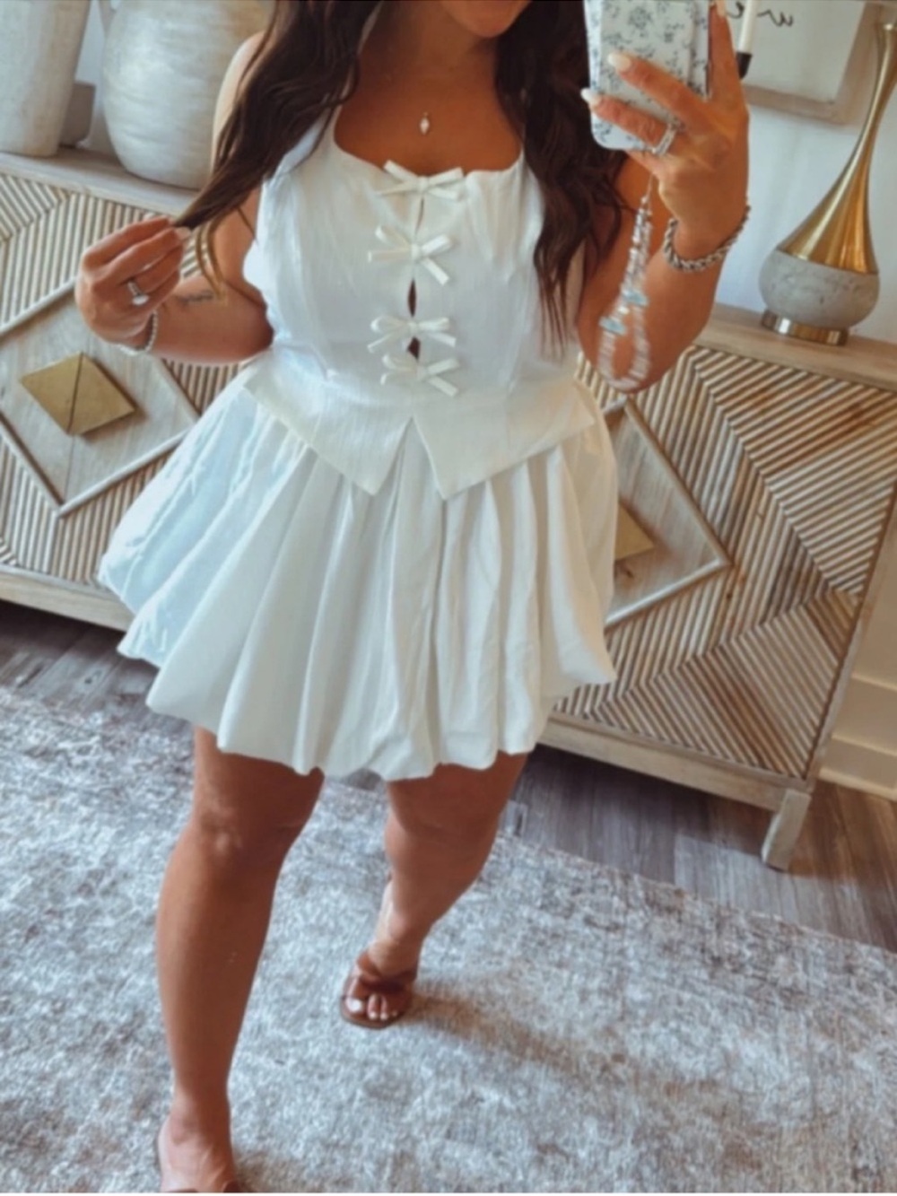 White Bow Zip UP Dress
Halter style NEW